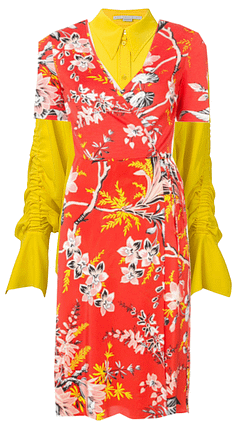 Draped blouse under draped floral dress Draped blouse under draped floral dress