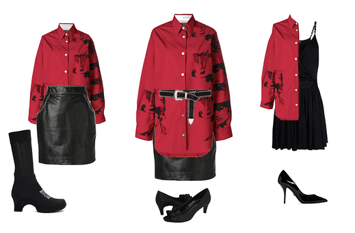 Red shirt styled for True Winter Red shirt styled for True Winter