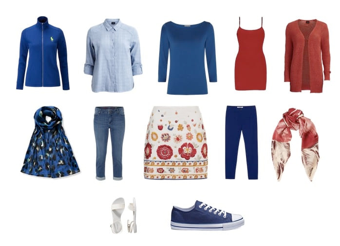 Travel wardrobe in red white and blue Travel wardrobe in red white and blue