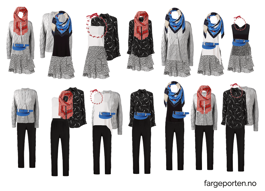 Different outfits created with the 1-2-3-4 formula capsule wardrobe Different outfits created with the 1-2-3-4 formula capsule wardrobe